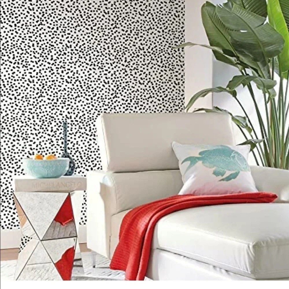 RoomMates 1 roll white and black confetti Peel and Stick Wallpaper